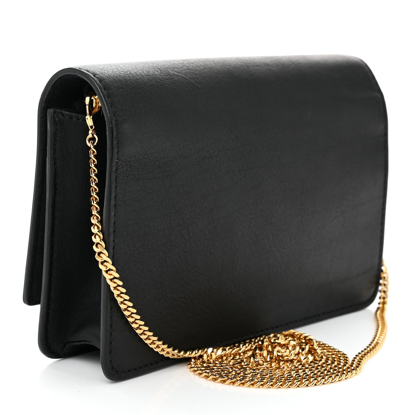 Vitello Flamingo Tube Wallet on Chain Black