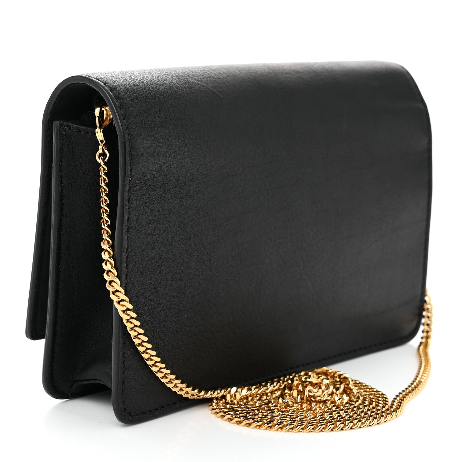 Fendi Vitello Flamingo Tube Wallet on Chain Black 3 of 10