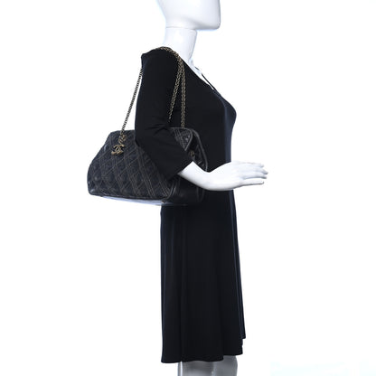 Chanel Calfskin Quilted Stitch Triptych Tote Black 2 of 14