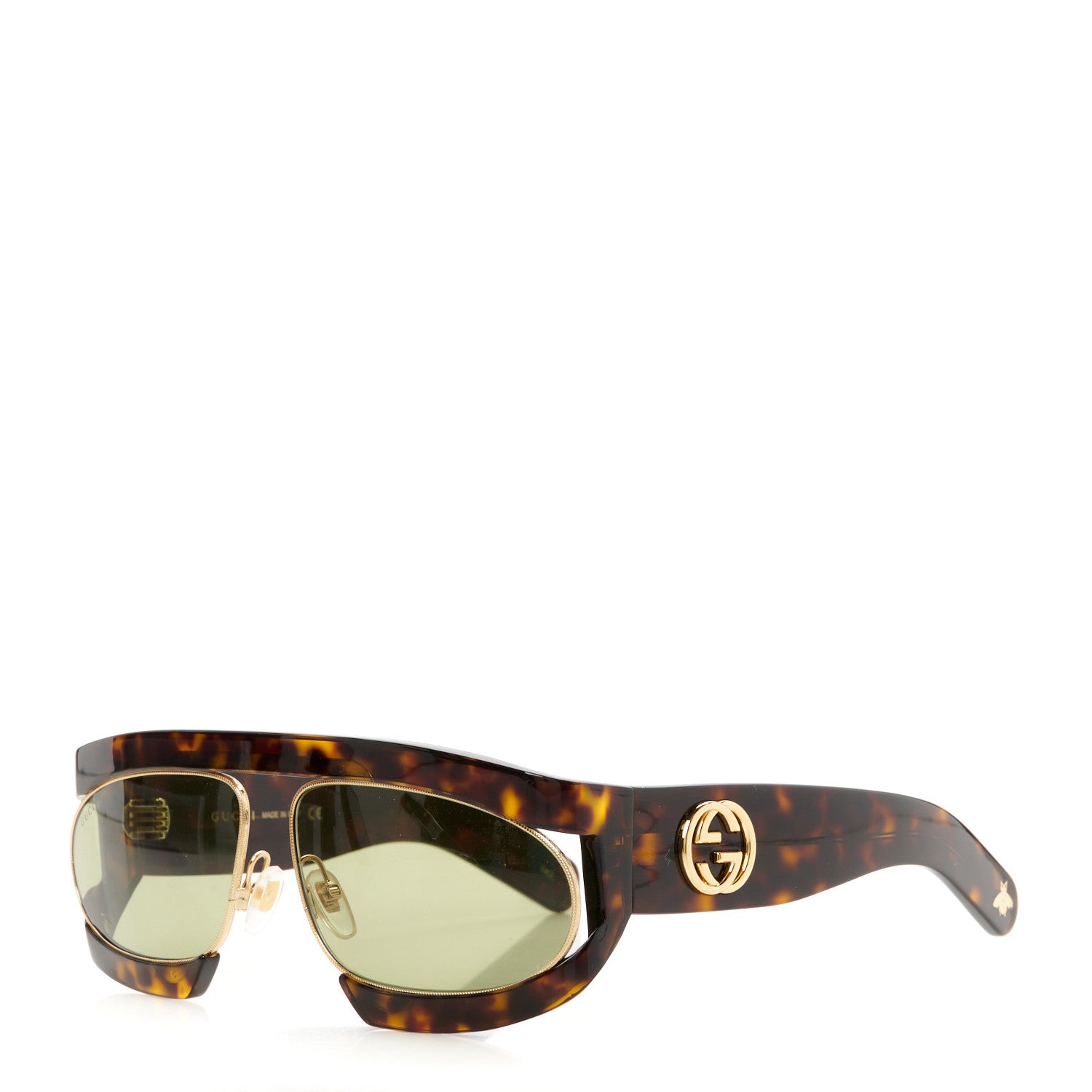 Gucci Oval Sunglasses GG0233S Tortoiseshell Avana Green 1661040