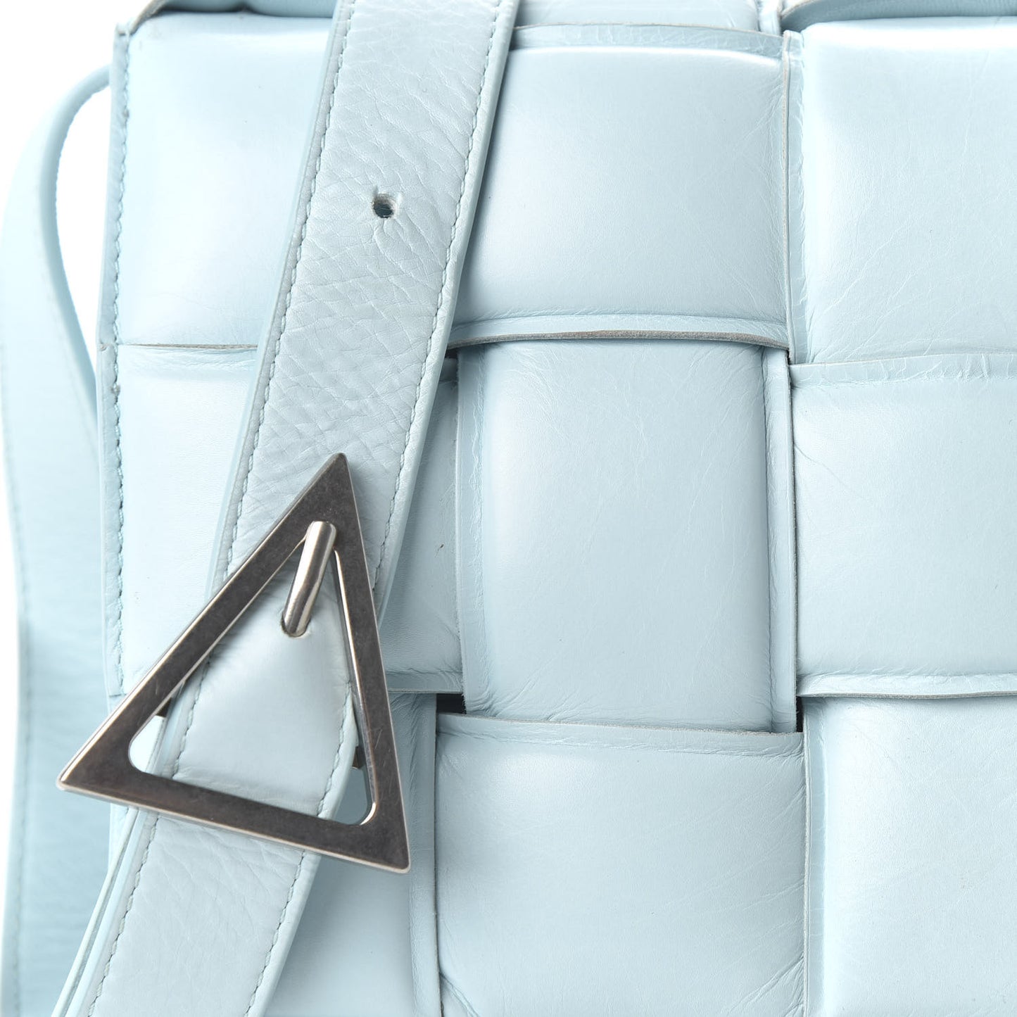 Paper Calfskin Maxi Intreccio Padded Cassette Crossbody Bag Ice