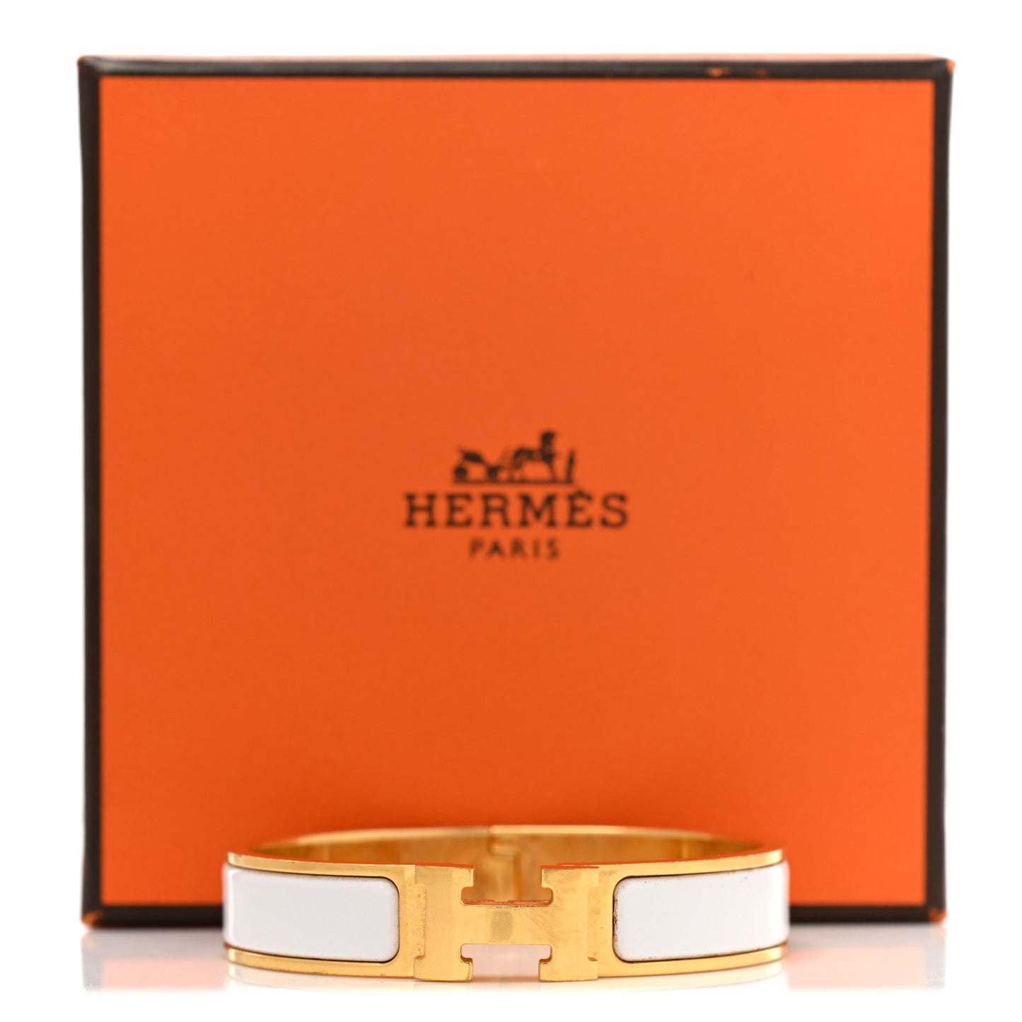 Enamel Narrow Clic Clac H Bracelet PM White