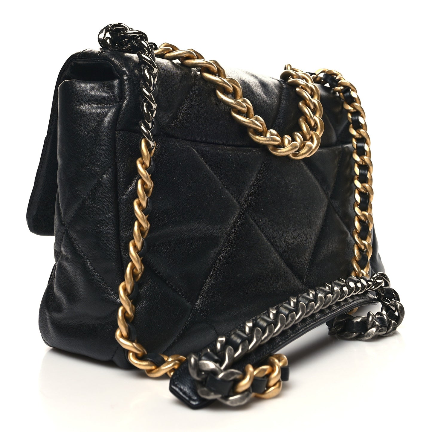 Lambskin Quilted Large Chanel 19 Flap Black