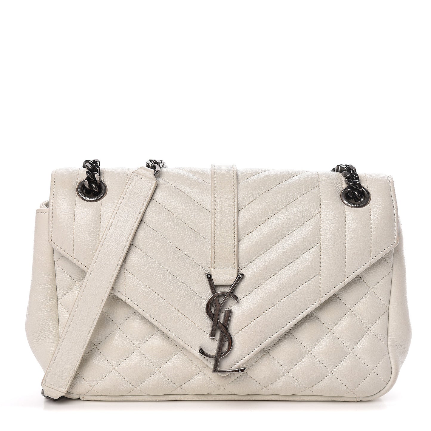 Sheepskin Medium Tri-Quilt College Monogram Satchel Porcellana