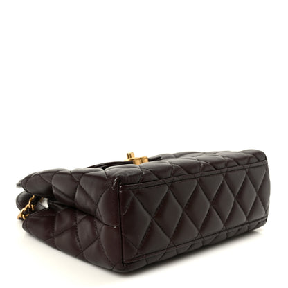 Chanel Shiny Aged Calfskin Quilted Nano Kelly Shopper Dark Brown 4 of 10