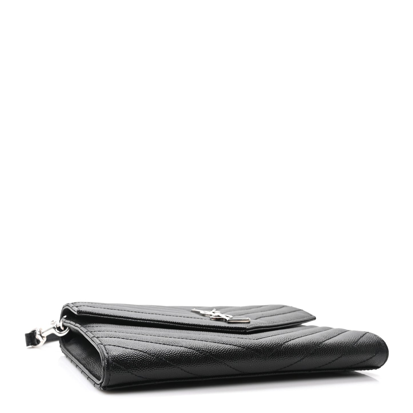 Grain De Poudre Matelasse Chevron Monogram Envelope Clutch Black