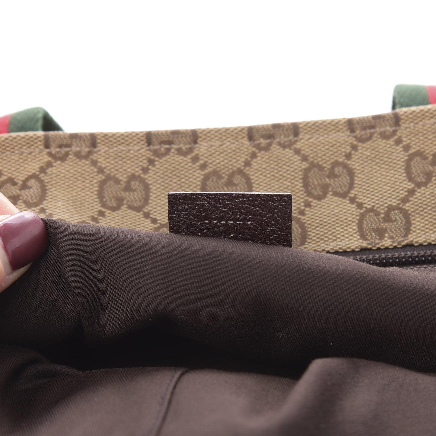 GG Monogram Medium Web Handle Bucket Tote Dark Brown