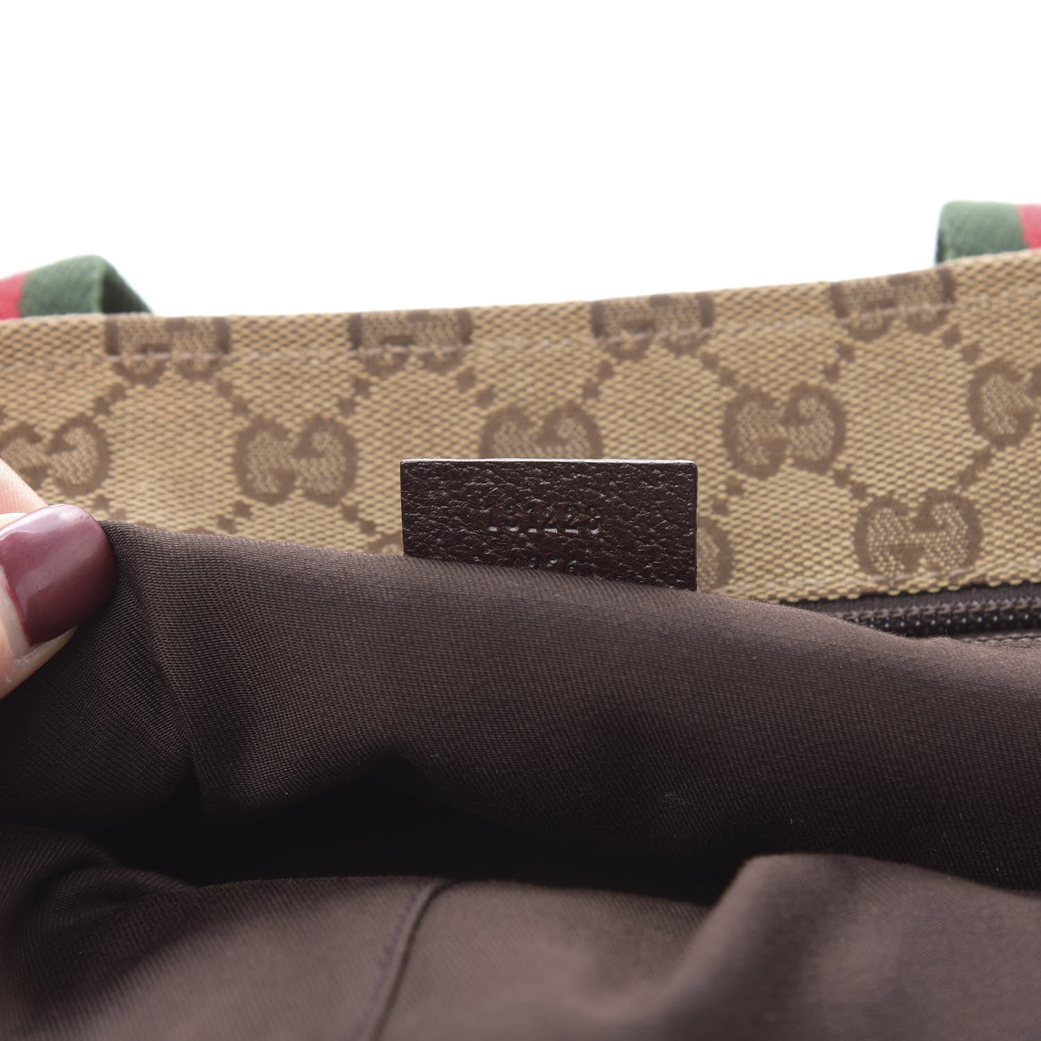 Gucci GG Monogram Medium Web Handle Bucket Tote Dark Brown 7 of 12