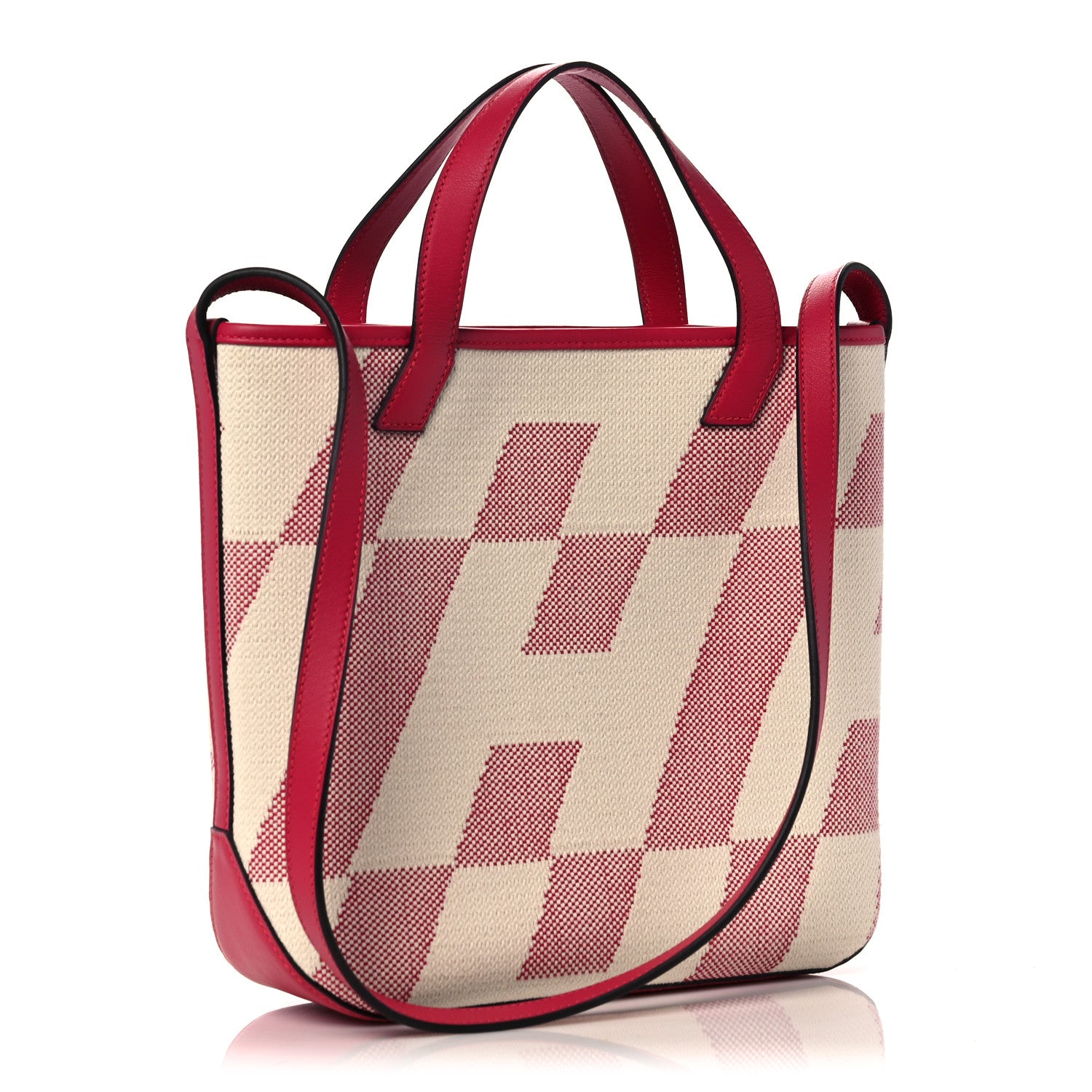 Hermes Swift Toile H Cabas H En Biais 27 Ecru Framboise 3 of 10