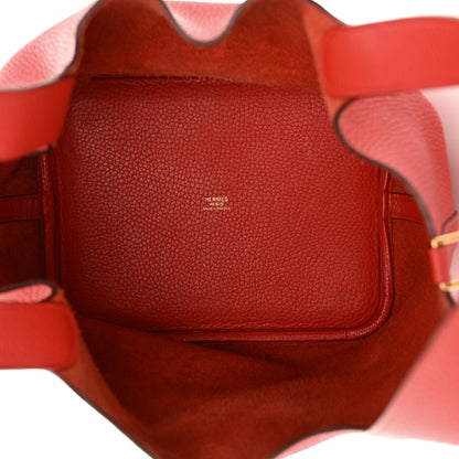 Hermes Taurillon Clemence Picotin Lock 22 MM  Rouge Casaque 5 of 10