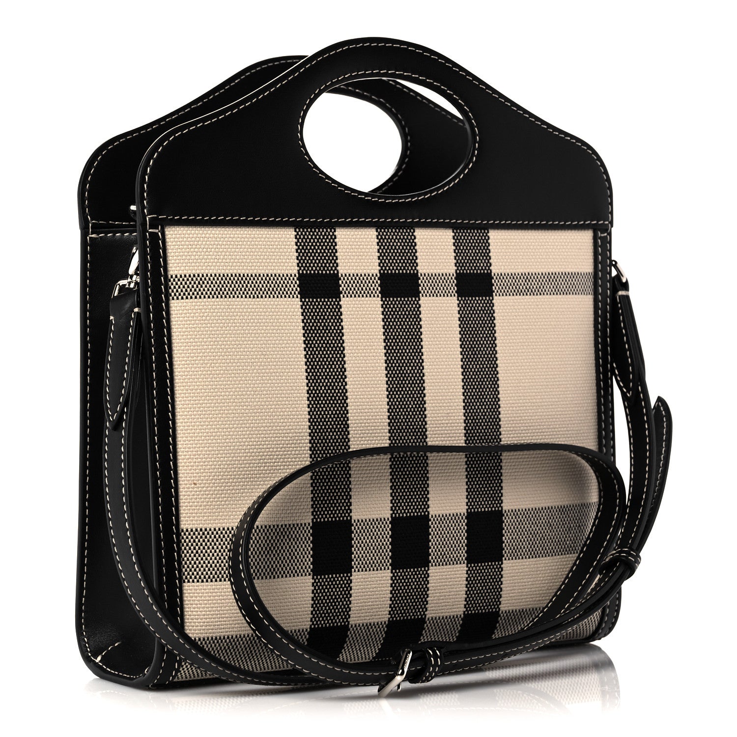 Burberry Smooth Calfskin Archive Canvas Check Mini Pocket Bag Butter Beige Black 3 of 10