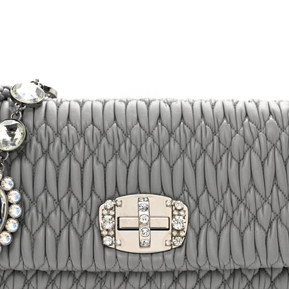 Miu Miu Nappa Matelasse Crystal Flap Clutch Grey 5 of 10