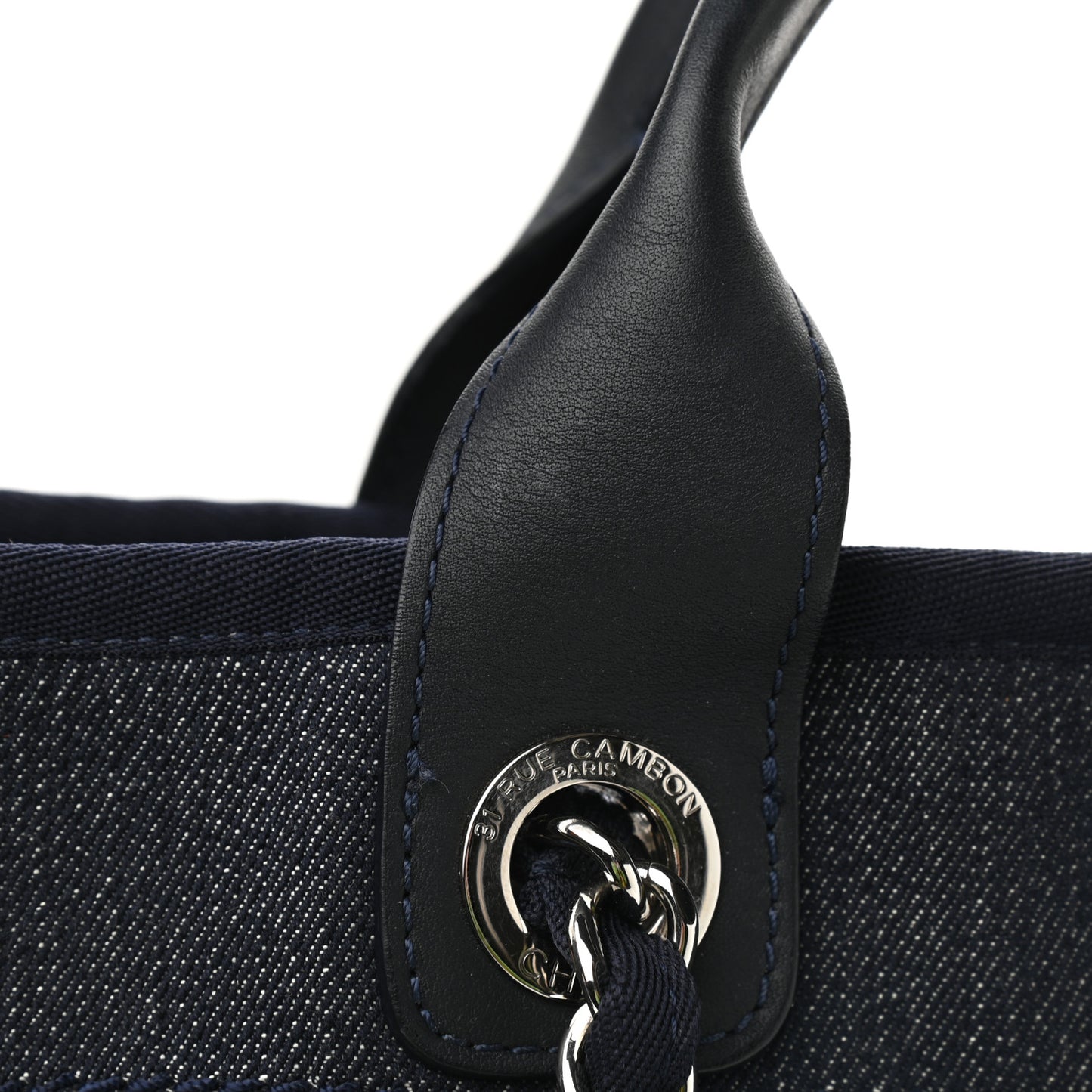 Denim Large Deauville Tote Blue Orange