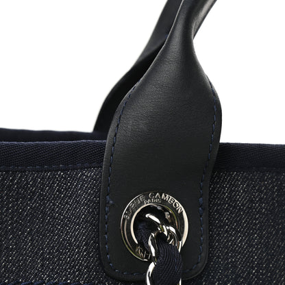 Chanel Denim Large Deauville Tote Blue Orange 10 of 11