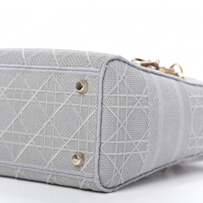 Christian Dior Canvas Embroidered Cannage Medium Lady D-Lite Stone Gray 7 of 10