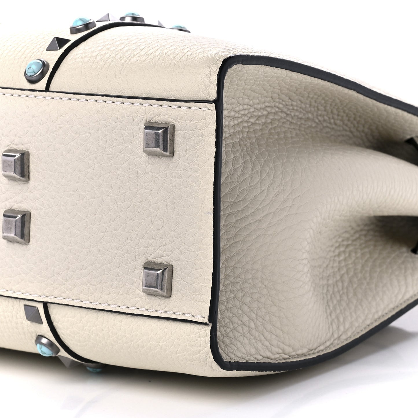 Grainy Calfskin My Rockstud Rolling Frame Bag Light Ivory