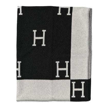 Hermes Wool Cashmere Avalon Blanket Ecru Gris Fonce 1 of 3