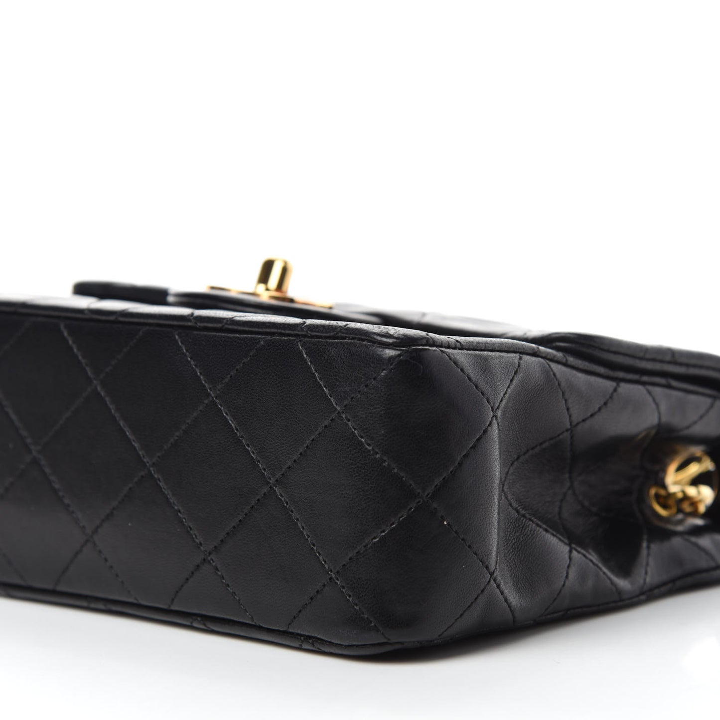 Lambskin Quilted Mini Square Flap Black
