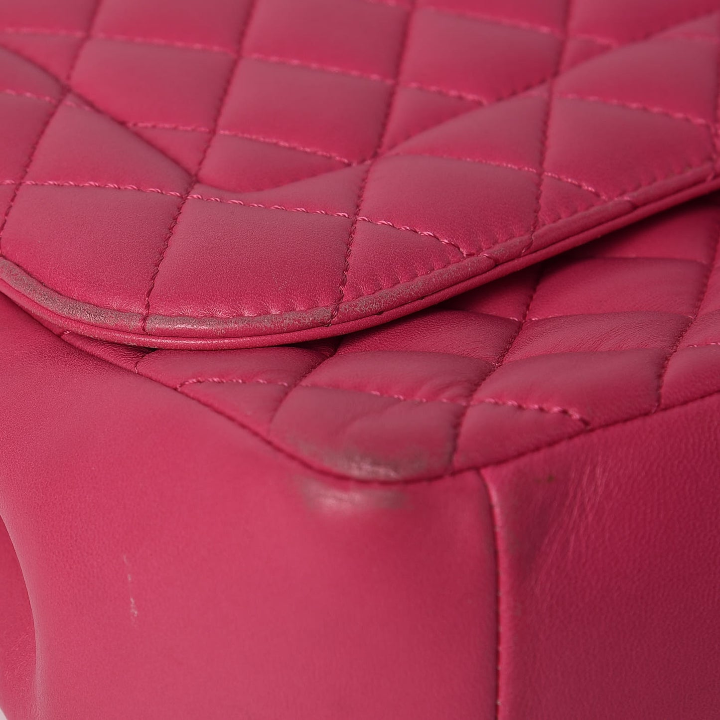 Lambskin Quilted Jumbo Mademoiselle Chic Flap Fuchsia