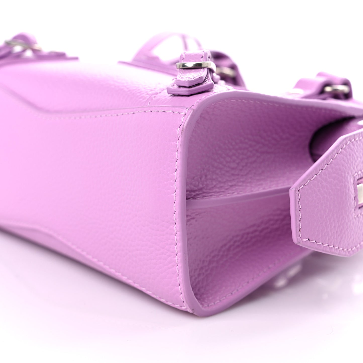 Grained Calfskin Neo Classic Silver Hardware Nano City Crossbody Lilac