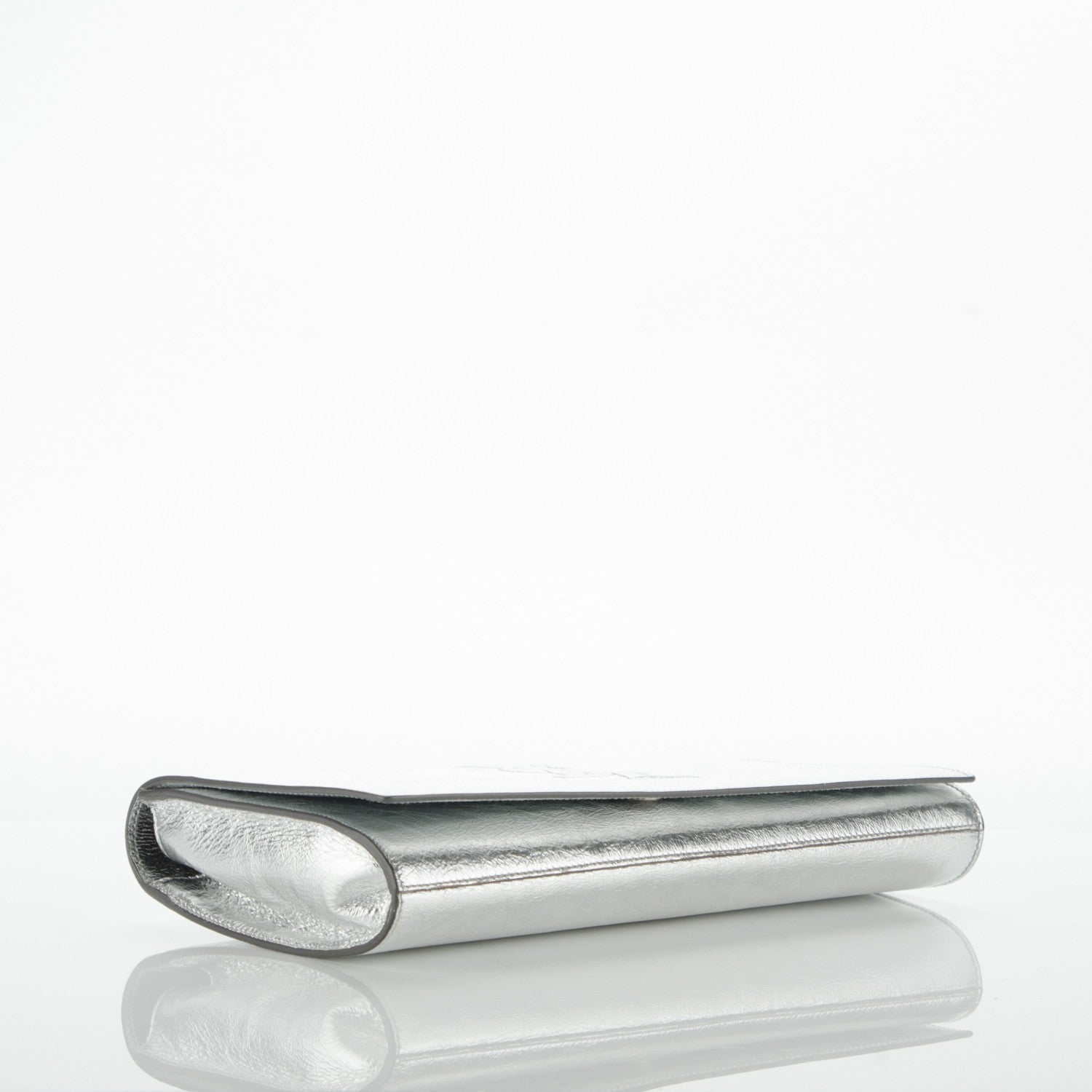 Saint Laurent Metallic Calfskin Monogram Large Belle De Jour Clutch Silver 4 of 6