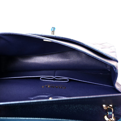 Chanel Iridescent Caviar Quilted Medium Double Flap Dark Blue 5 of 10