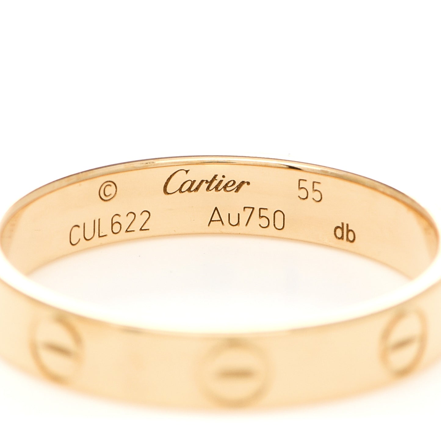 18K Yellow Gold 3.5mm LOVE Wedding Band Ring 55 7.25
