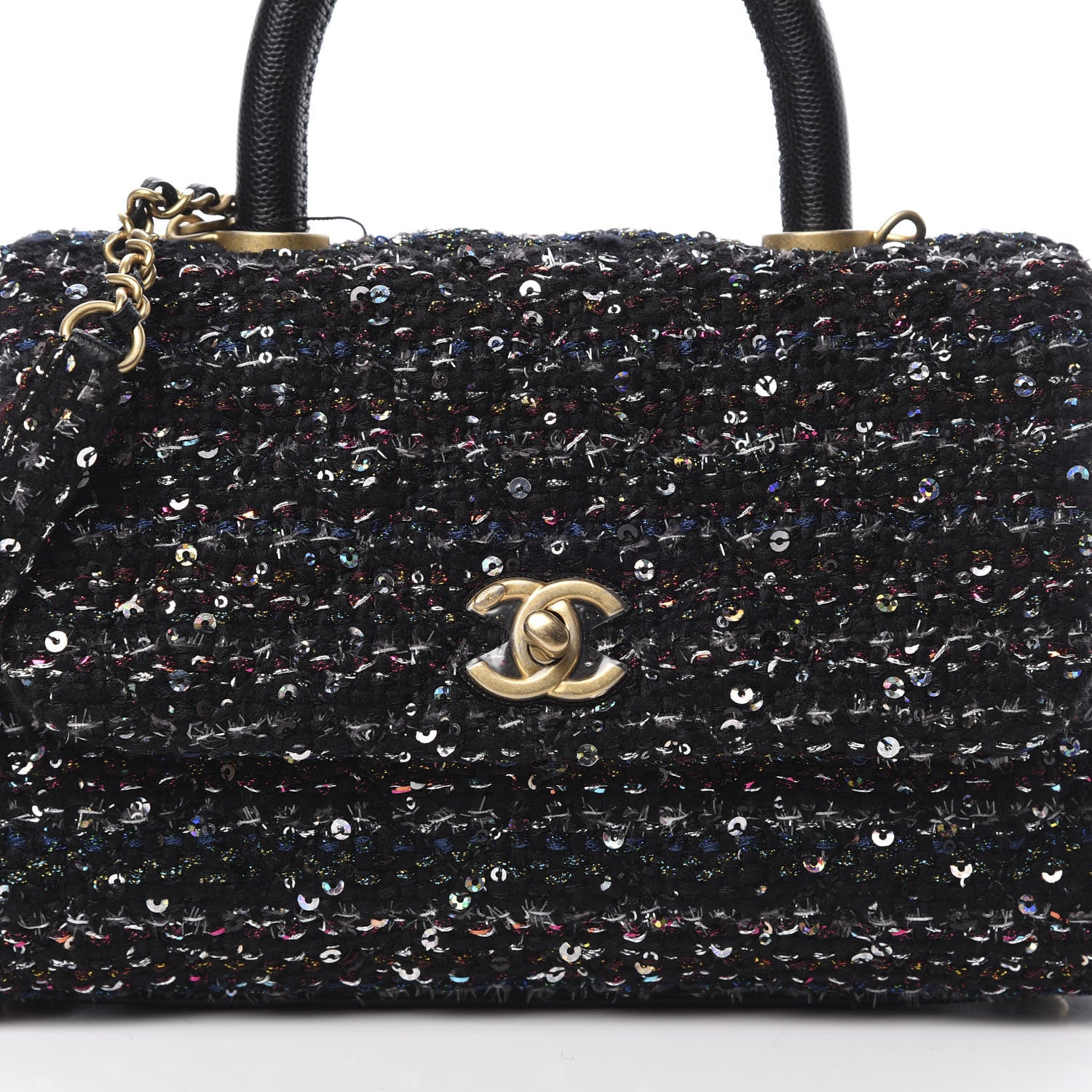 Chanel Tweed Sequin Mini Coco Handle Flap Black 9 of 12