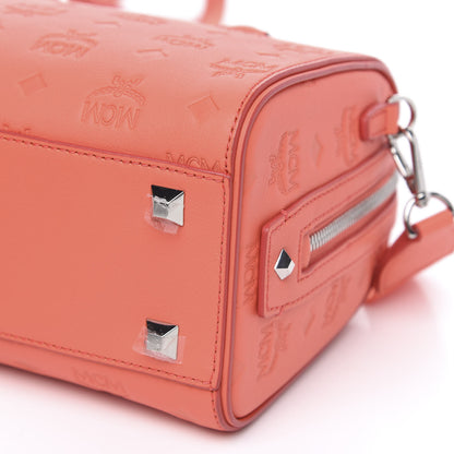 MCM Calfskin Ottomar Monogram Essential Boston Bag Hot Coral 4 of 9