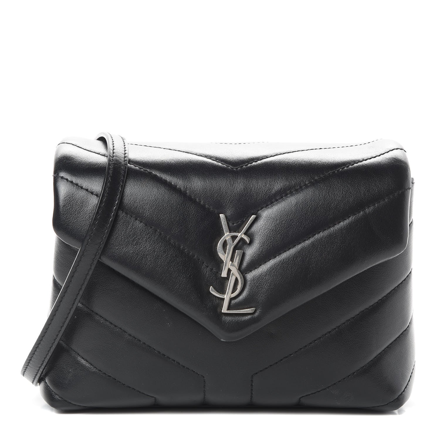 Saint Laurent Calfskin Y Quilted Monogram Toy Loulou Crossbody Bag Black 1 of 14