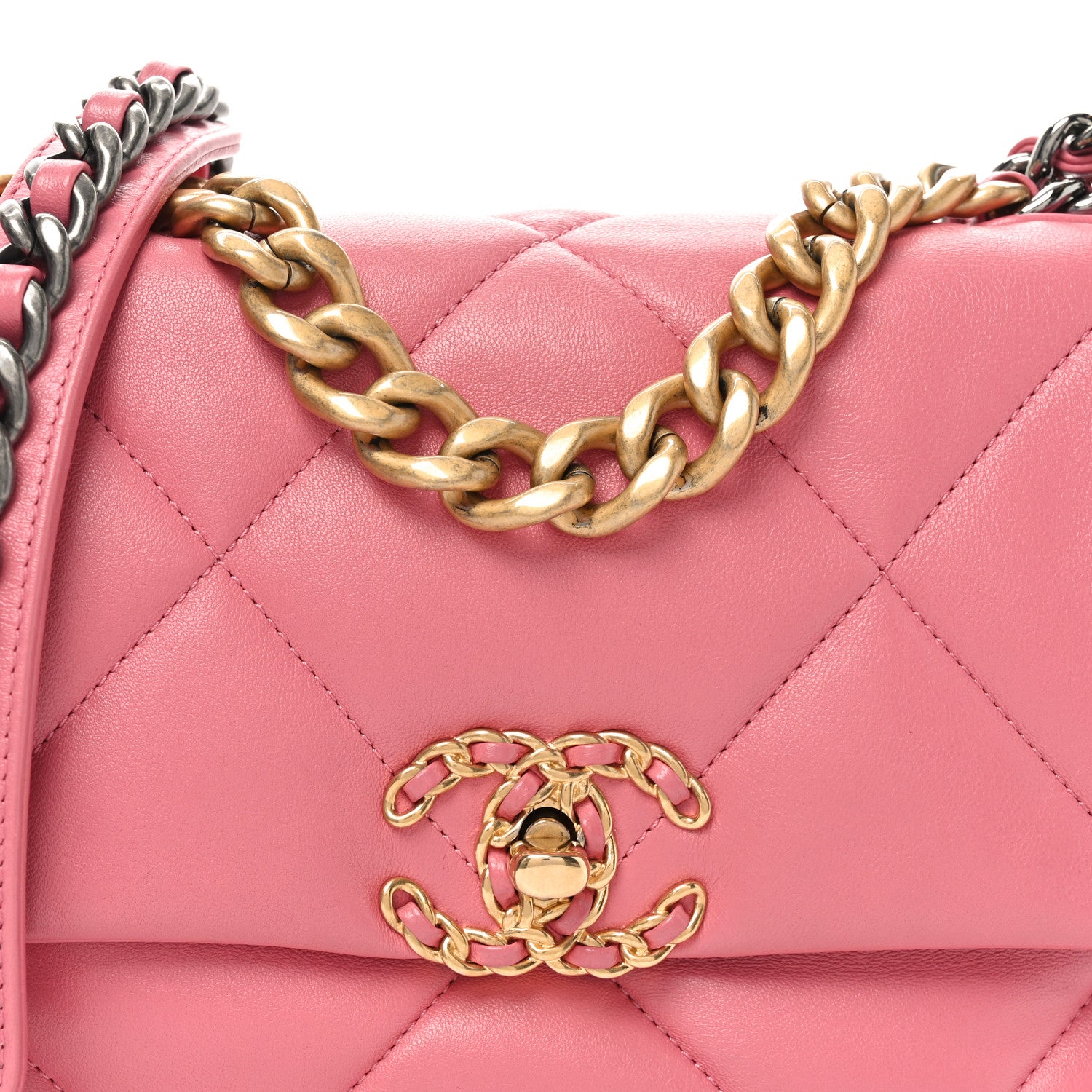 Chanel Lambskin Quilted Medium Chanel 19 Flap Pink 8 of 10