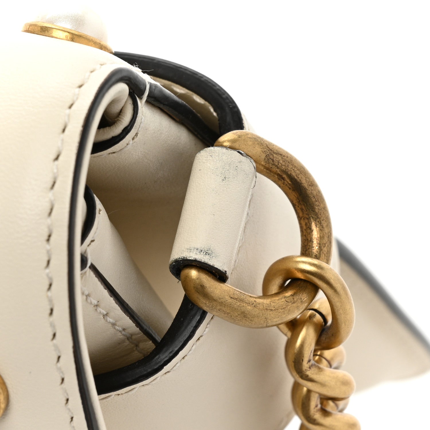Gucci Nappa Pearl Studded Mini Queen Margaret Broadway Shoulder Bag Mystic White 12 of 13