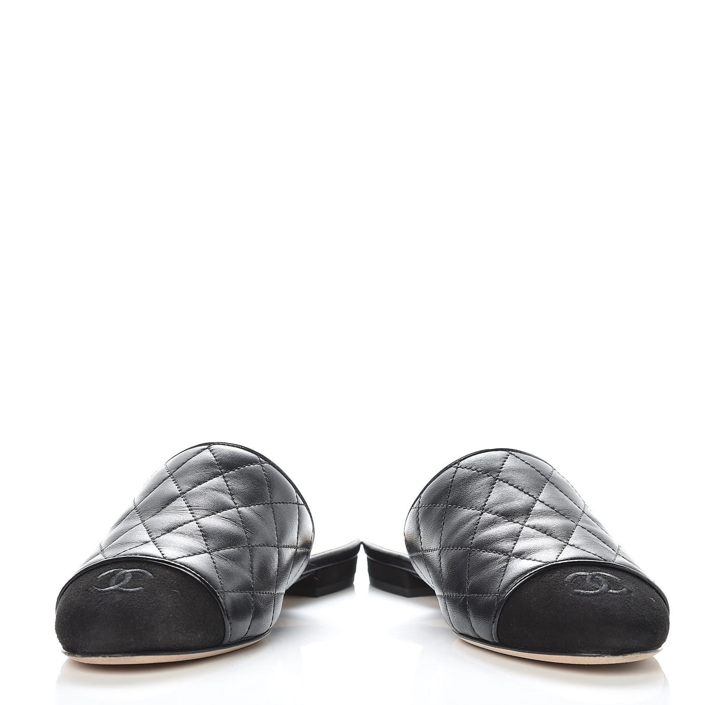 Lambskin Kid Suede Quilted Mules 36 Black