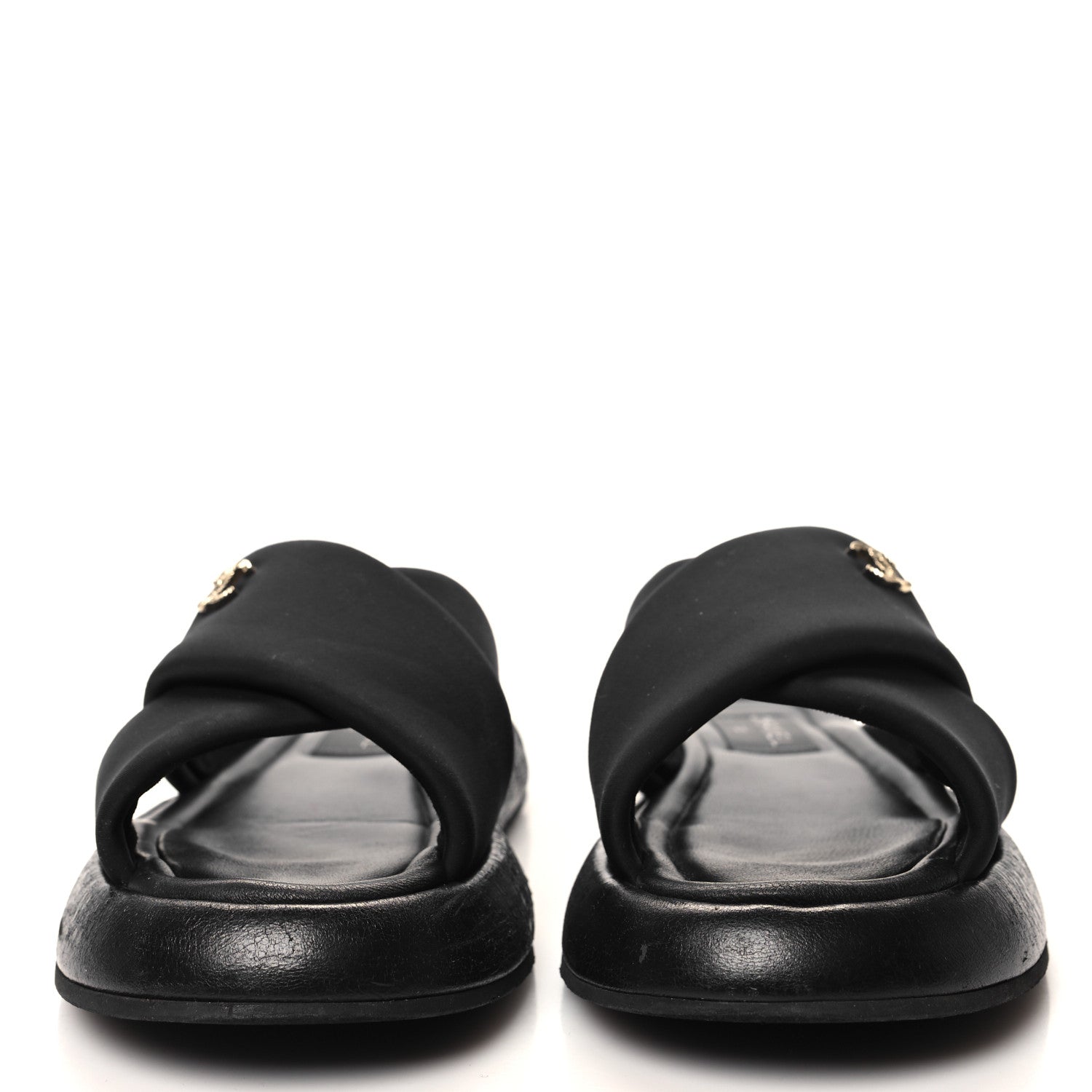 Chanel Fabric CC Mules Sandals 38 Black 2 of 7