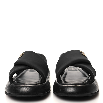Chanel Fabric CC Mules Sandals 38 Black 2 of 7