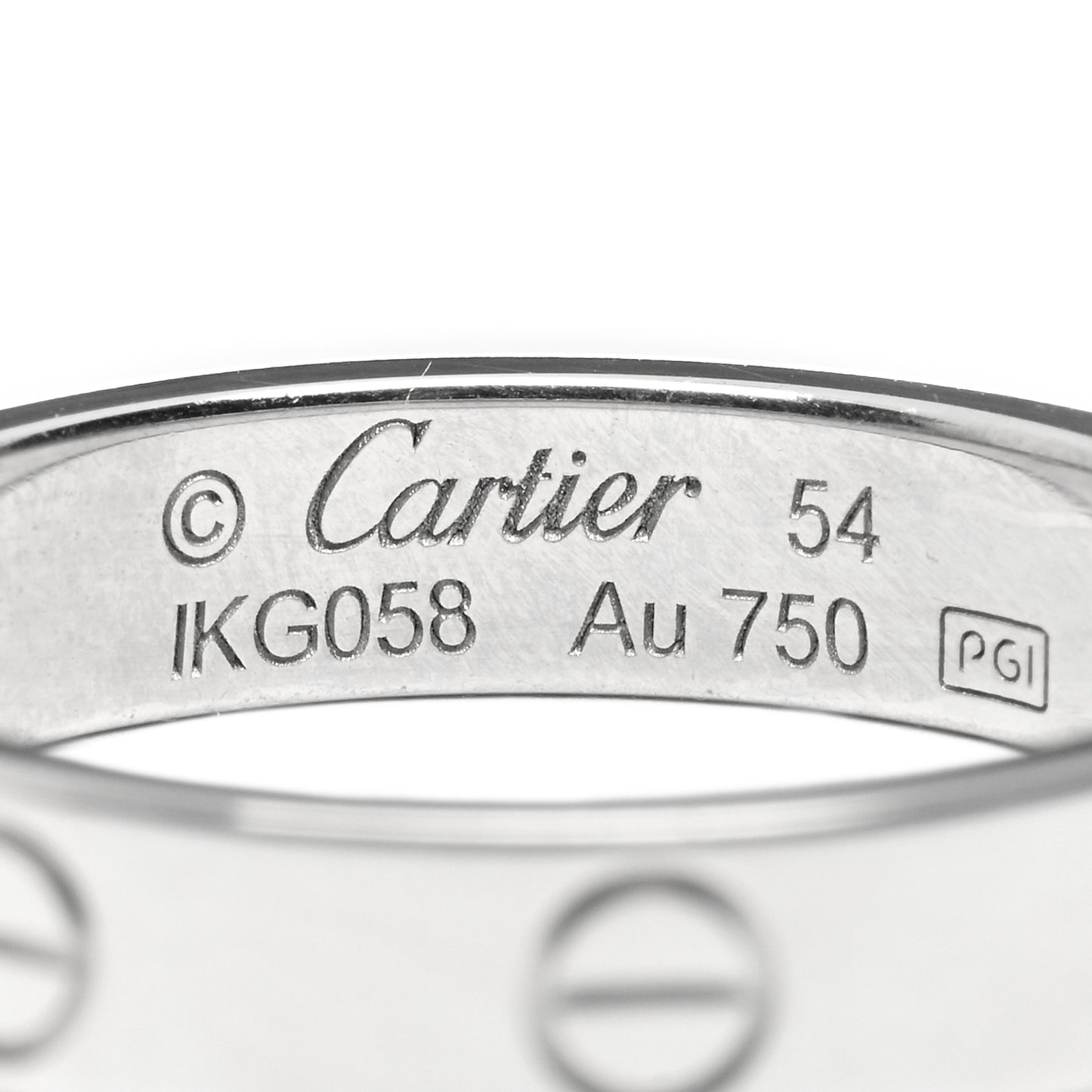 18K White Gold Diamond 4mm LOVE Wedding Band Ring 54 7
