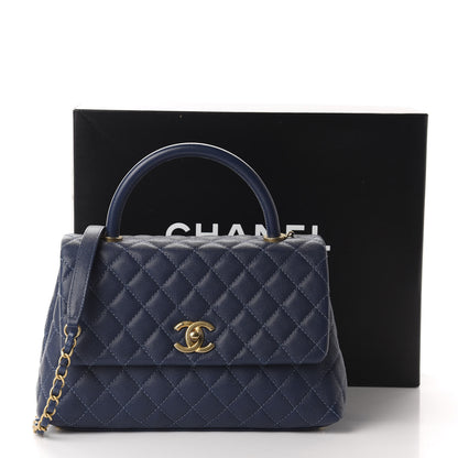 Chanel Caviar Quilted Small Coco Handle Flap Blue 11 of 11