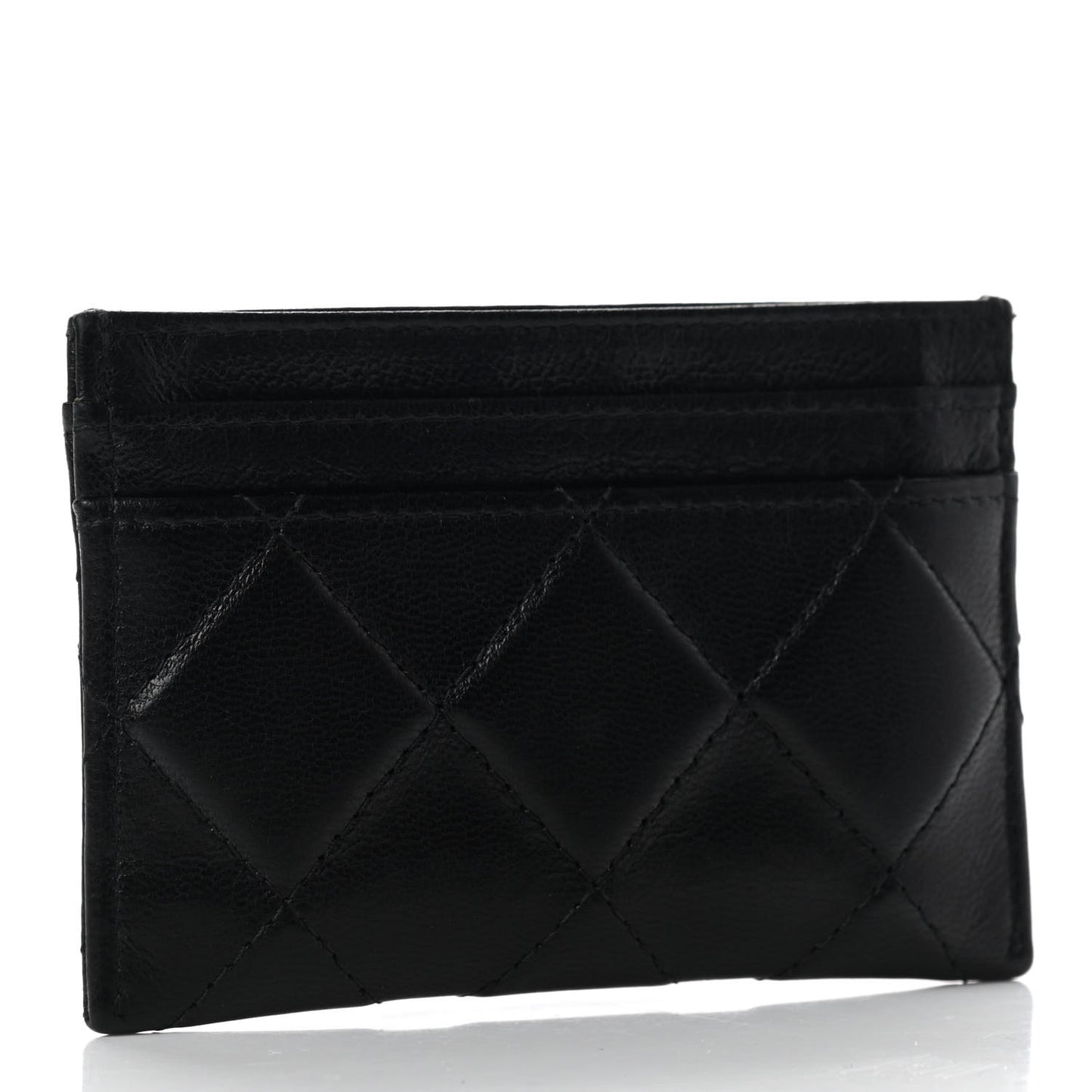 Lambskin Quilted Brilliant Card Holder Black