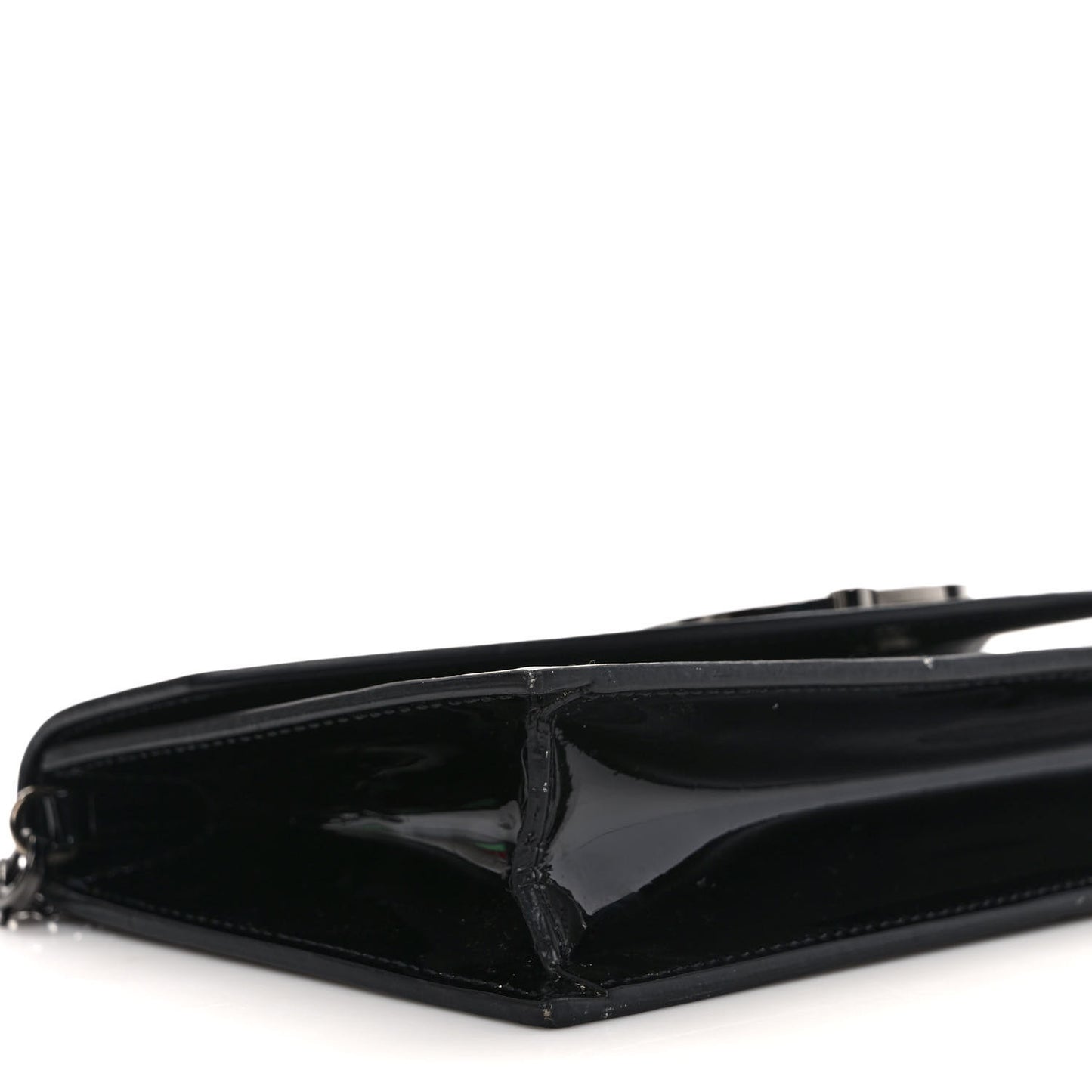 Patent Calfskin Loubi54 Crossbody Clutch Black