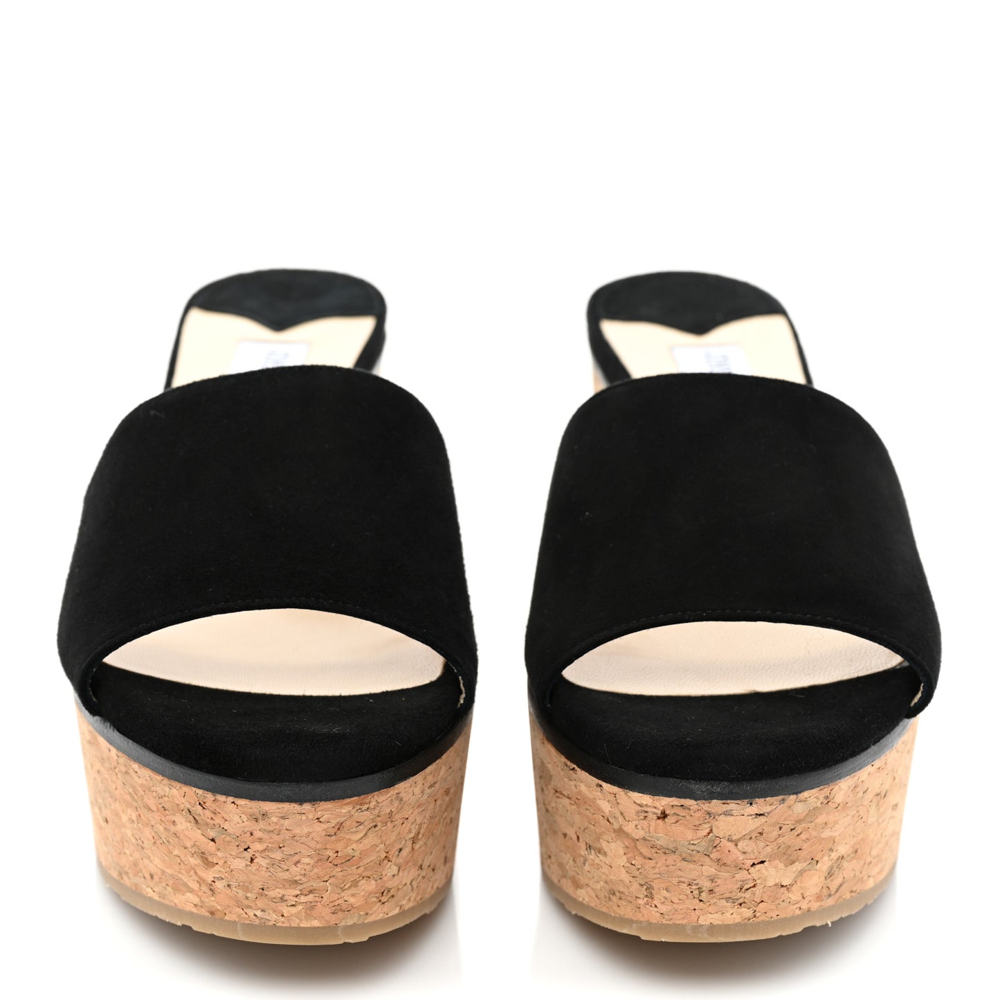 Suede Cork DeeDee Platform Wedge Slide Sandals 40 Black