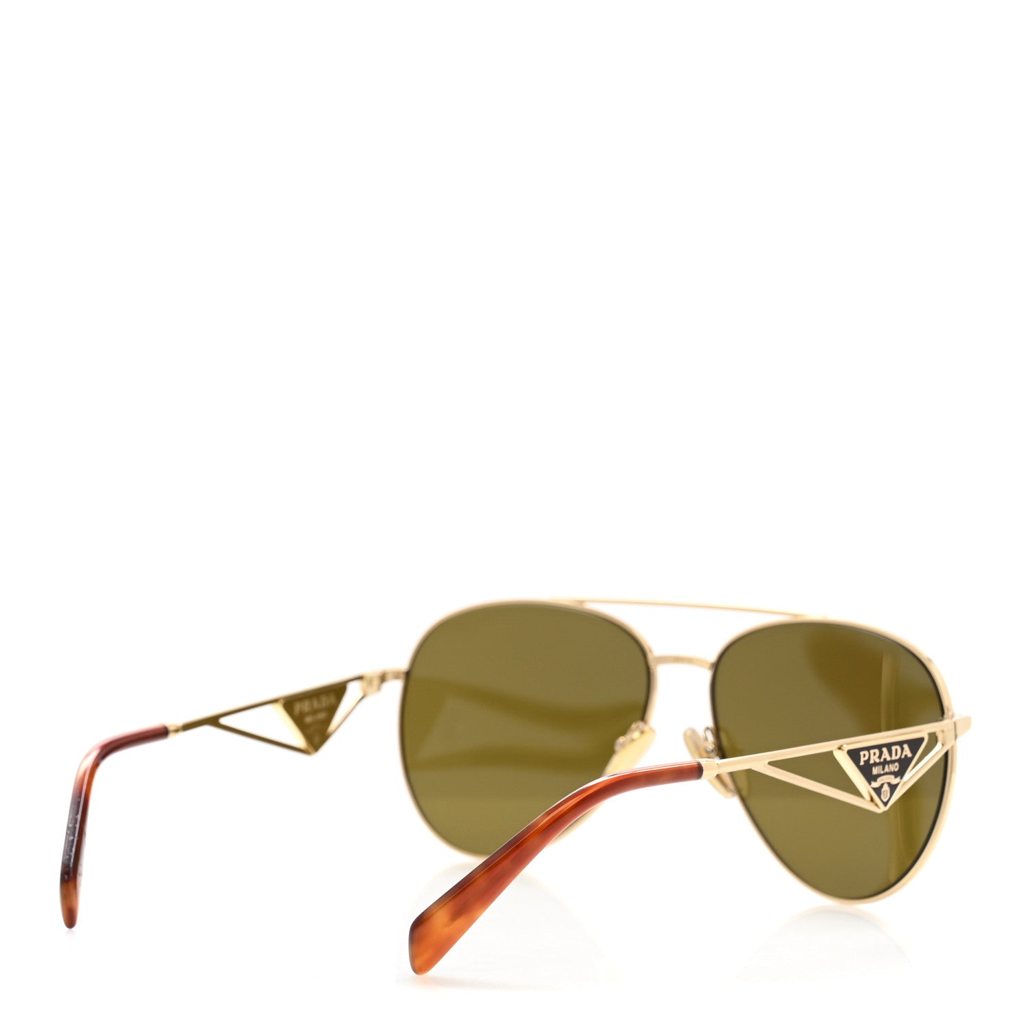 Prada Aviator Sunglasses SPR 73Z Gold Tortoise 4 of 10