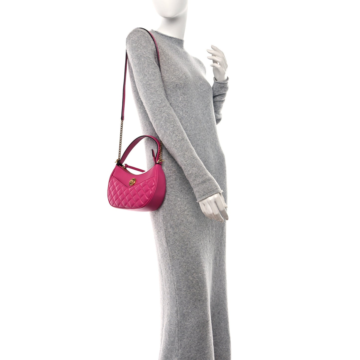 Nappa Quilted Medusa Shoulder Bag Fuchsia