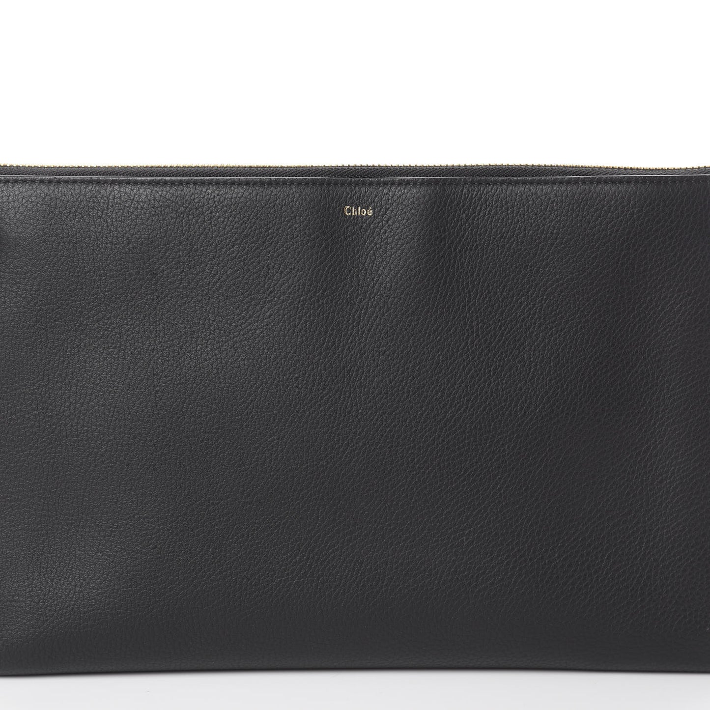 Calfskin Alphabet Flat Pouch Clutch Black