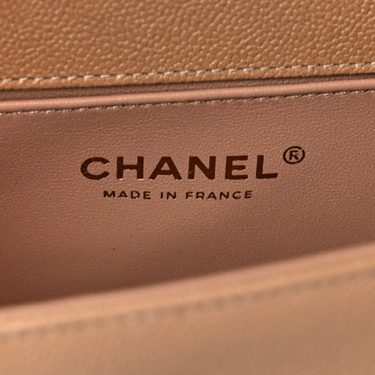 Chanel Caviar Chevron Quilted Small Boy Flap Dark Beige 5 of 13