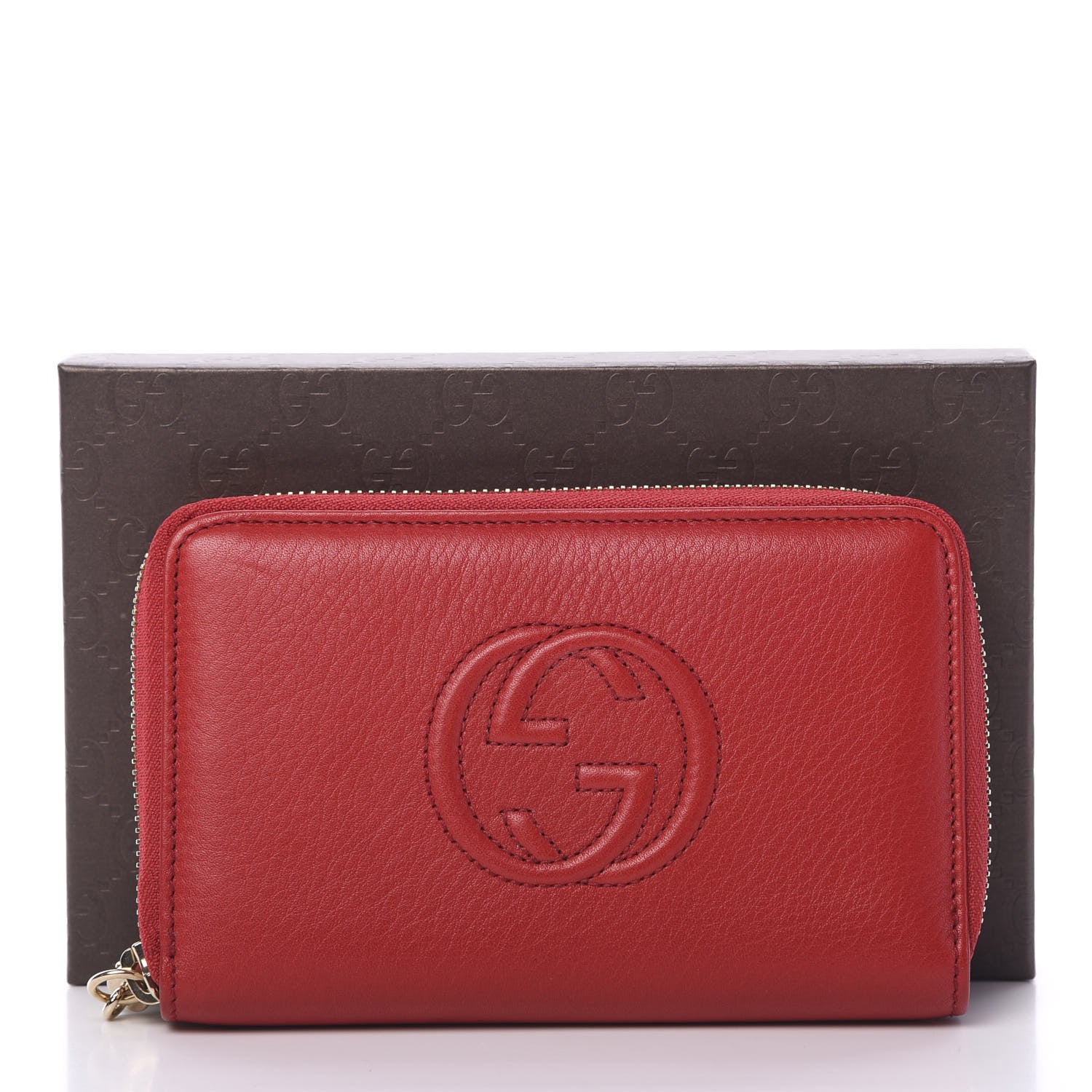 Gucci Pebbled Calfskin Medium Soho Zip Around Wallet Red 7 of 7