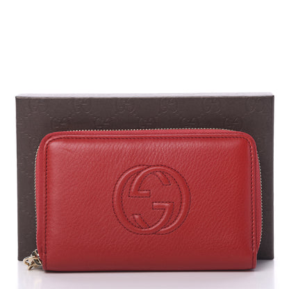 Gucci Pebbled Calfskin Medium Soho Zip Around Wallet Red 7 of 7