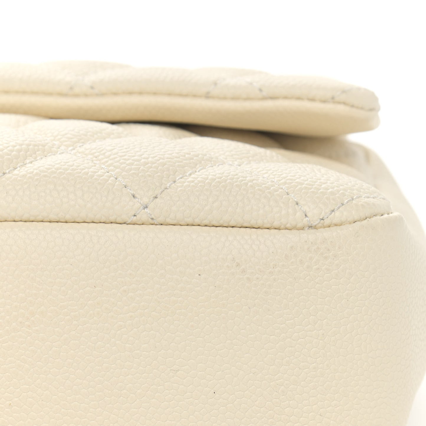 Caviar Quilted Jumbo Easy Flap Dark White