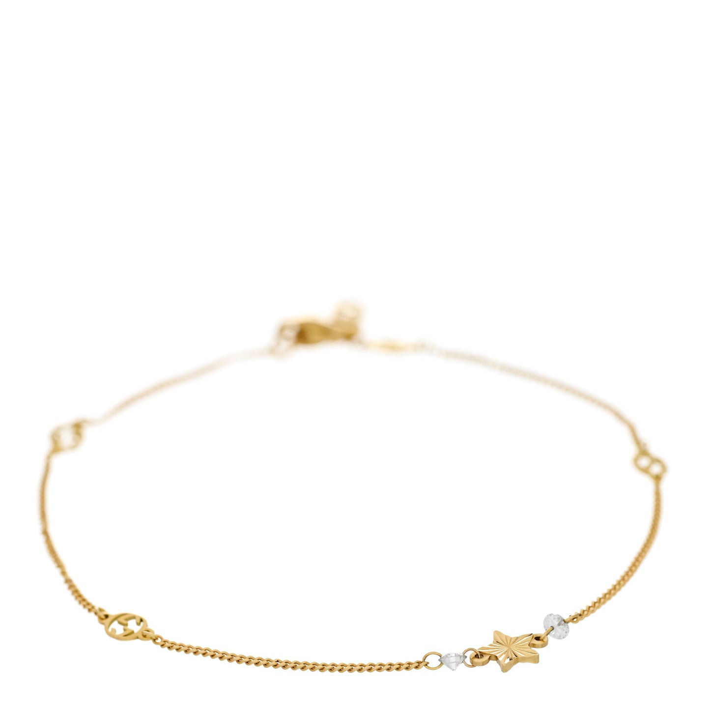 18K Yellow Gold Diamond Star GG Station Bracelet