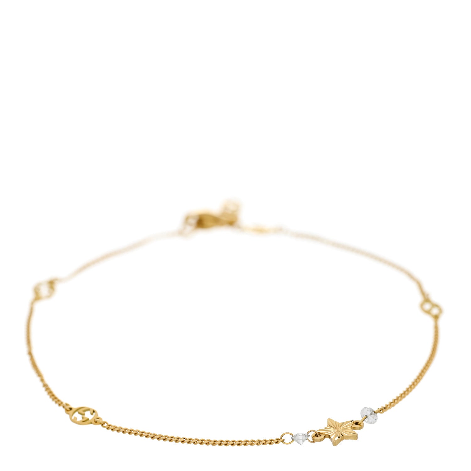 Gucci 18K Yellow Gold Diamond Star GG Station Bracelet 1 of 6