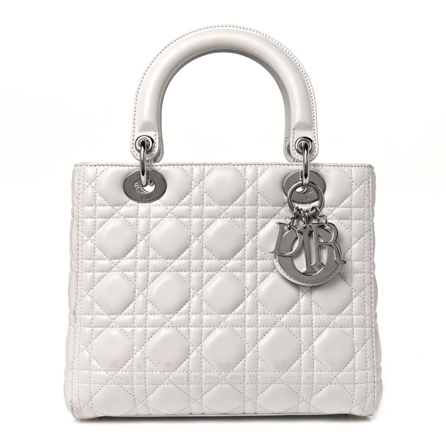 Lambskin Cannage Medium Lady Dior White